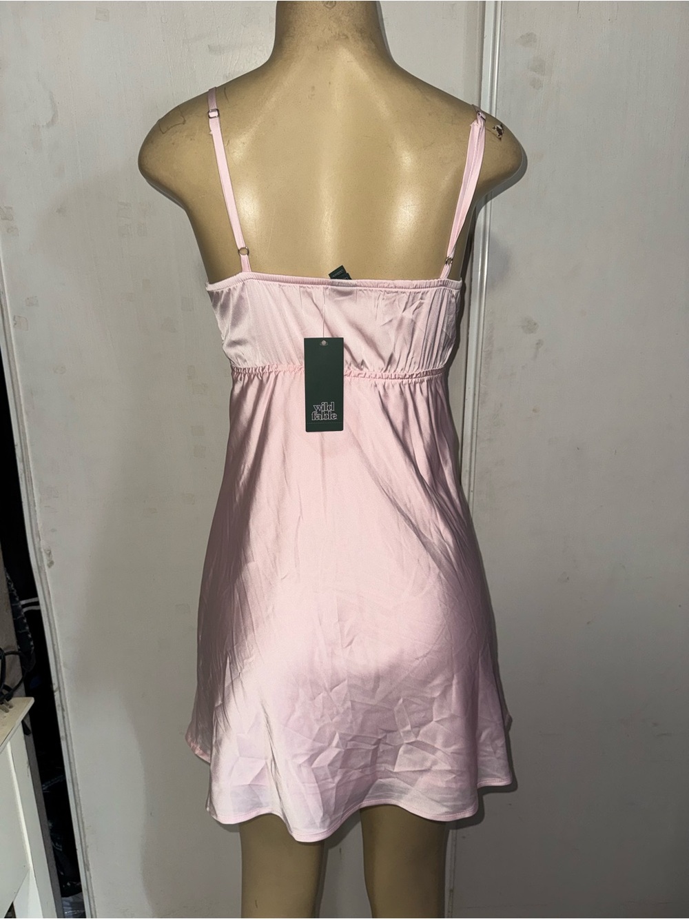 wild fable Pink Satin Lace-Trim Mini Slip Dress - Picture 7 of 7